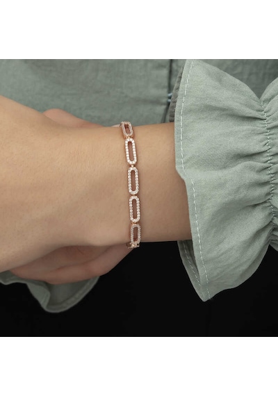 Gümüş Rose Oval Taşlı Bayan Bileklik 44969029