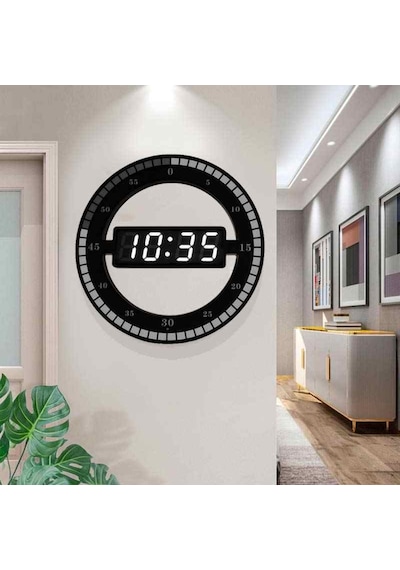 Triline 3D Led Dijital Elektronik Modern Duvar Ve Masa Saati Tari Siyah