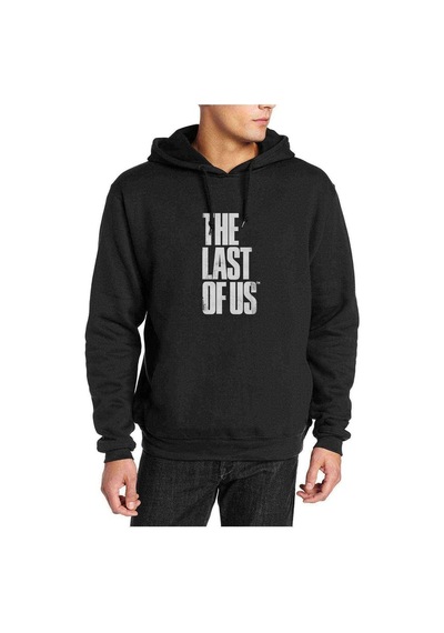 The Last Of Us Baskılı Siyah Erkek Kapşonlu Sweatshirt