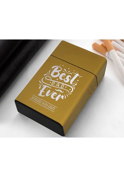 Bk Gift Kişiye Özel İsimli Babalar Günü Tasarımlı Sarı Metal Sigara Tabakası ,babalar Günü Hediyesi , Babaya Hediye , Sigara Tabakası-4