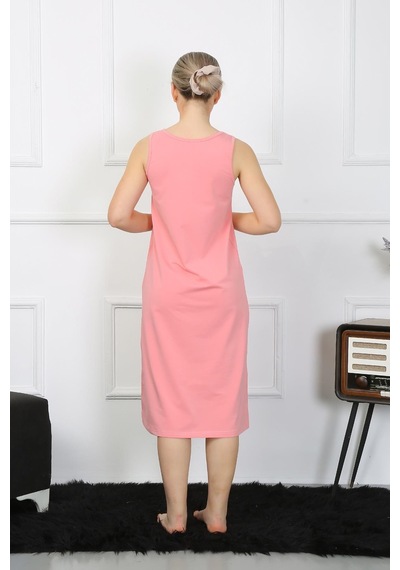 Akbeniz Kadın Kalın Askılı Penye Uzun Pembe Gecelik 12001-pembe Pembe