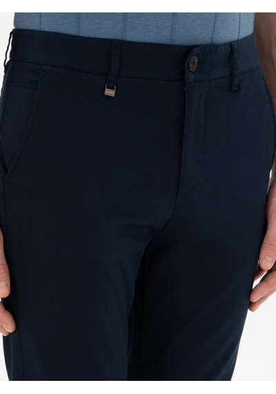 Cacharel Lacivert Slim Fit Dokulu Pamuk Karışımlı Kanvas Pantolon