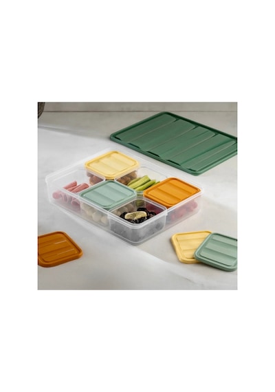 6 Bölmeli Kahvaltılık-buzdolabı Düzenleyici Seti 7 Parça 3,5 Lt + 6x350 Ml Şeffaf Bpa Free Kapaklı Saklama Kabı Organizer Çok Renkli