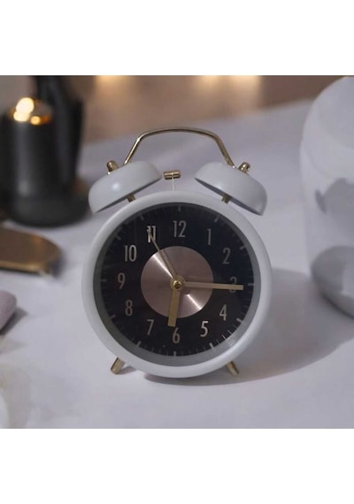 Retro Yüksek Sesli Çift Çanlı Çalar Saat, Büyük Kadranlı, Analog Alarmlı Masa Saati Siyah