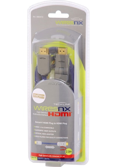 Techlink 690472 Hdmı - Hdmı Döner Başlıklı V1.4 2Mt.