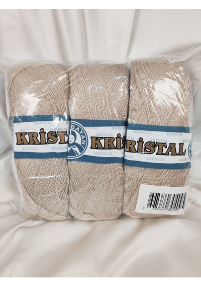 Kristal Açık Bej El Örgü İpi 3 Adet - Renk: 130