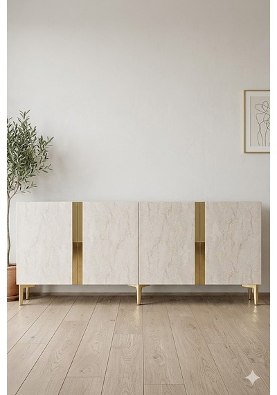 Ka1898atg Anka Konsol Ve Tv Sehpası Antrasit-traverten-gold 180cm