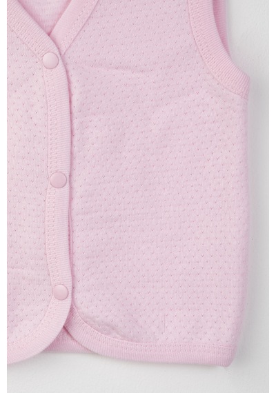 Baby Shez %100 Organik Pamuklu Yenidoğan Kız Erkek Bebek Yelek Mevsimlik 3 6 9 Ay Pembe
