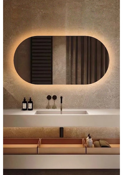 Fawdecor Led Işıklı Oval/kapsül Duvar Aynası 45 X 90 Gün Işığı