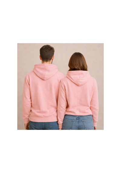Nevermind Sevgili Çift Kombin Hoodie Set Kalp Ve Eller Baskılı Unisex Overs Pembe