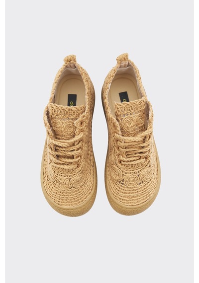Derinet Örgü Kadın Sneaker Taba Taba