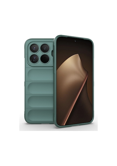 Xiaomi 15t Pro Kılıf Kamera Korumalı Esnek Silikon Parmak Şeritli Pazarplus Koyu Yeşil