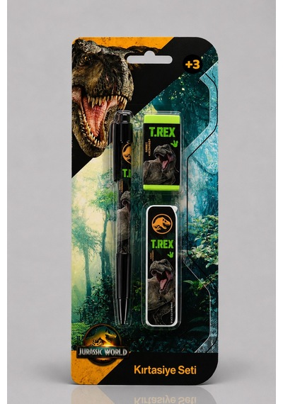 X Dekomus Lisanslı Jurassic World 3'lü Kırtasiye Seti 0.7 Mm Uçlu Kalem,silgi Ve Uç Seti Diğer