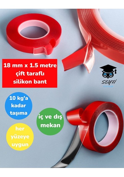 18 Mm X 1.5 Metre Çift Taraflı Silikon Bant Ekstra Güçlü Diğer