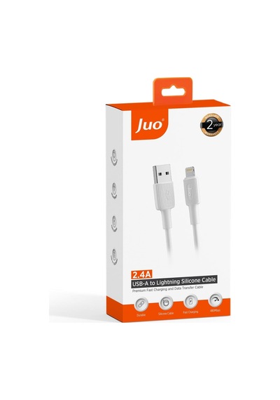 12w 2.4a Usb-a To Lightning İphone İpad İle Uyumlu Silikon Hızlı Şarj Ve Data Kablosu Beyaz 1 Metre