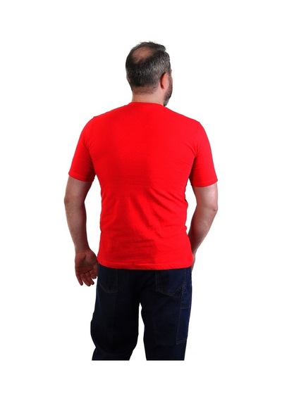 Eser - V Yaka Kısa Kol İş Tişörtü - Cepli - Regular Fit Kırmızı
