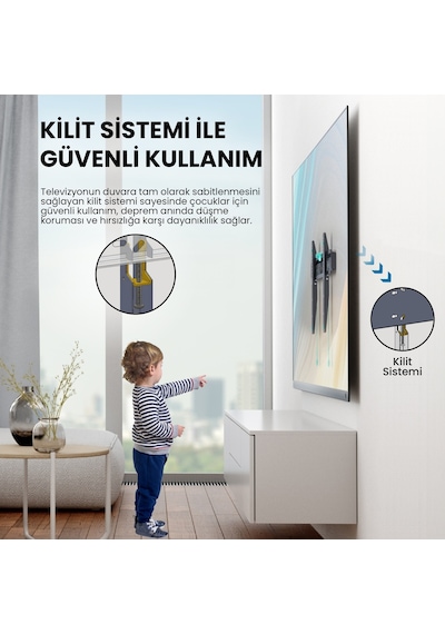 Tvtech I Tv Duvar Askı Aparatı I Deprem Ve Çocuk Kilitli Sistem