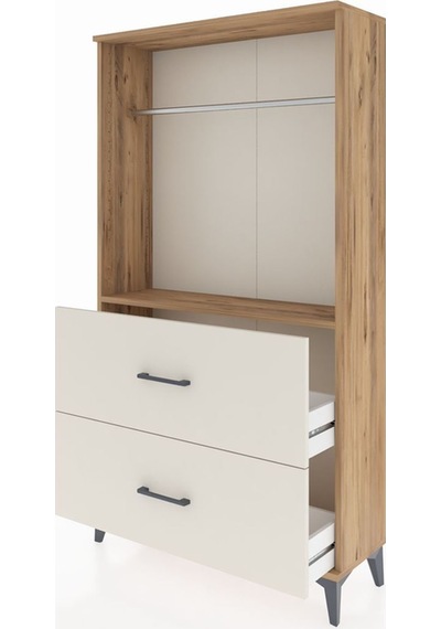 Arges Dolap Tek Raflı 2 Çekmeceli Tek Askılı 88x30x163 Çam-aytaşı Atlas Çam