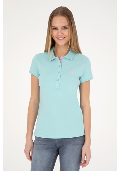 U.S. Polo Assn.  Kadın Su Yeşili Basic Polo Yaka Tişört 50289361-VR083