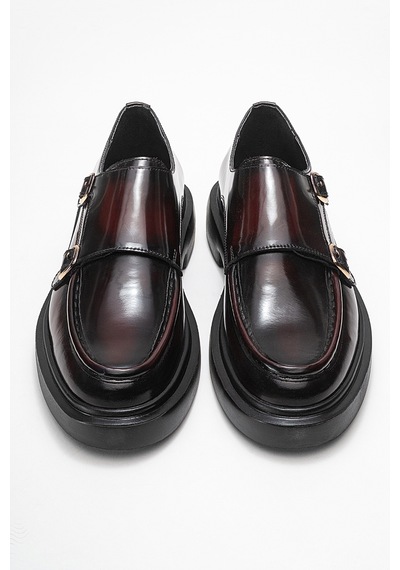 Dericlub Erkek Kemerli Loafer Ayakkabı Gerçek Deri T575 Bordo