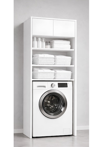 Lavin Beyaz Çamaşır Makinesi Üstü Dolap Çok Amaçlı Banyo Dolabı Raflı
