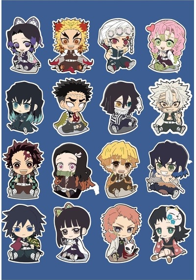 Demon Slayer Karakterleri Sticker Seti - Ajanda - Laptop - Telefon Sticker Seti Altın - Siyah