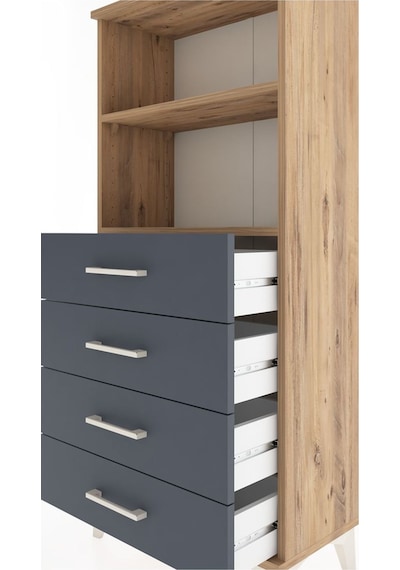 Hyperion Dolap 2 Raflı 4 Çekmeceli 60x44x134 Çam-antrasit Çam