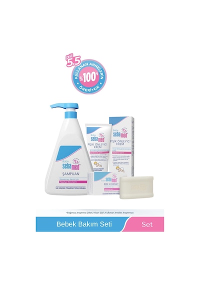 Sebamed Baby Bebek Bakım Seti Hassas Ciltler İçin 3'lü Şampuan Pişik Önleyici Krem Ve Kompakt