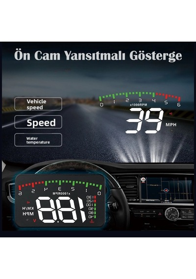 3.5 İnç Hud Head Up Display Obd2 Dijital Araç Hız Göstergesi Ön Cam Projektörü