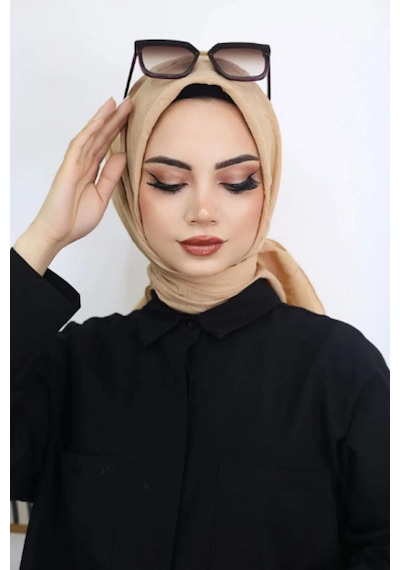 Melodi Scarf Kadın Tesettür Pratik Bambu Kraş Eşarp Bal Rengi Bal Rengi
