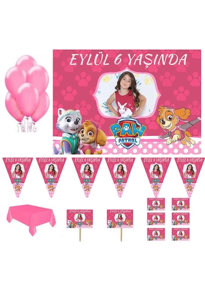 Paw Patrol Kız Doğum Günü Süsleme Seti Parti Malzemeleri +3