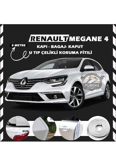Renault Megane 4 Oto Araç Kapı Koruma Fitili 5 Metre Parlak Beyaz Renk