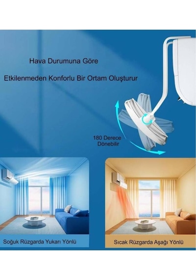 Ayarlanabilir Universal Klima Hava Yönlendirici Delikli Klima Çarpması Önleyici Klima Perdesi 56-90cm