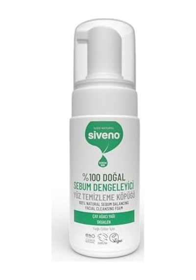 Siveno%100 Doğal Yüz Temizleme Köpüğü Yağlı Ciltler İçin Makyaj Siyah Nokta Sivilce Vegan 100 Ml