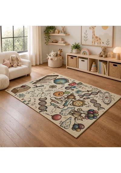 Kartela Halı Bilim Alanı Kaymaz Taban Çocuk Oyun Halısı - 100 x 150 CM