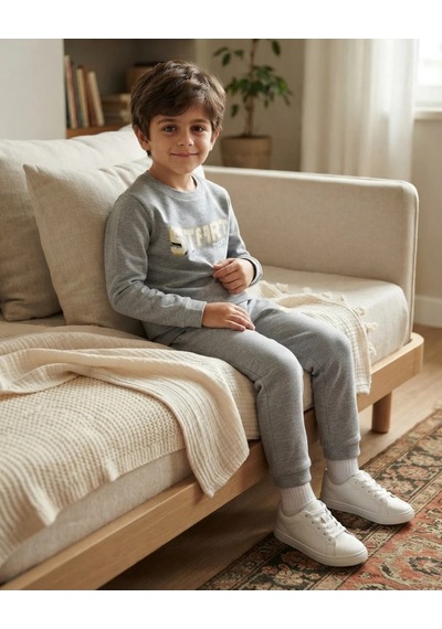 Gri Erkek Çocuk Şardonlu Takım Modeli
