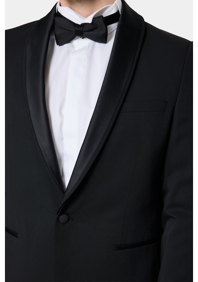 Twn Slim Fit Siyah Krep Desen Smokin Takim Elbise 7ess5e306510m 001