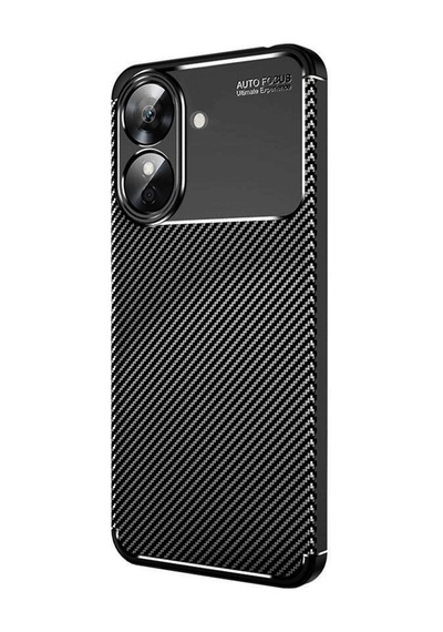 Realme Note 60 Kılıf Focus Carbon Desen Silikon Arka Kapak Siyah