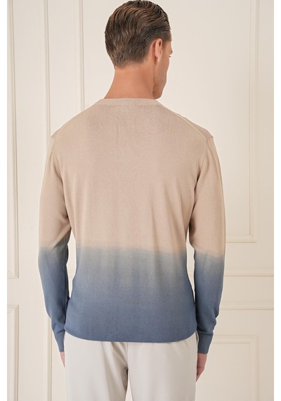 Efor Slim Fit Degrade Desen Bisiklet Yaka Mavi Triko Tr 866 Mavi