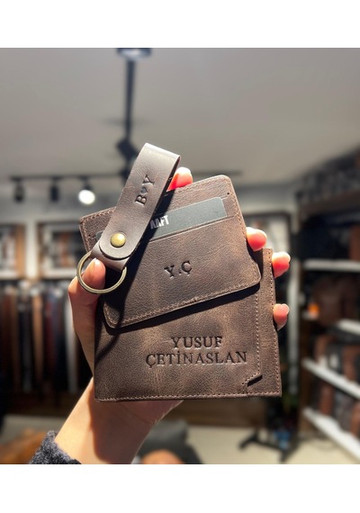 Mft Leather Hakiki Deri Erkek Cüzdan Seti - İsim Yazılı, Kişiye Özel Kartlık Ve Anahtarlık Paris 1204 - Tiguan Kahverengi Tiguan Kahverengi