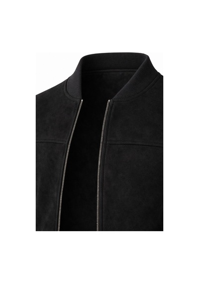 Premium Slim Fit Bomber Kolej Deri Ceket Siyah