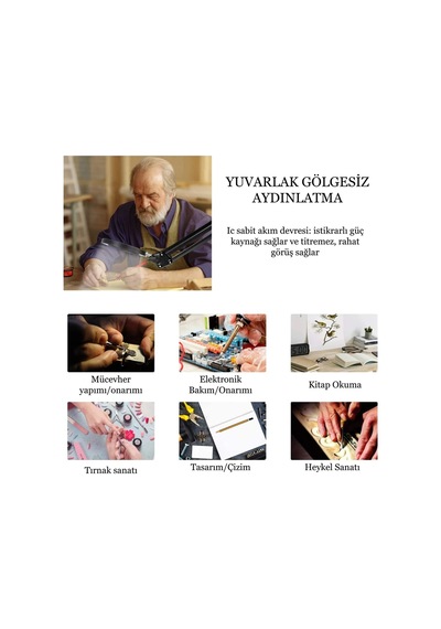 5/8x Çok Fonksiyonlu Büyüteçli Led Masa Üstü Lamba 3 Işık Modlu Akrobat Katlanabilir Büyüteç - 813568152