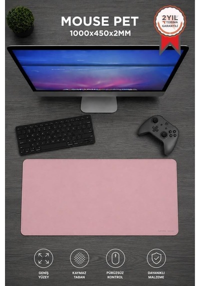 Özel Seri Oyuncu Klavye Fare Altlığı 1000 450mm Pembe Setup Konfor Geniş