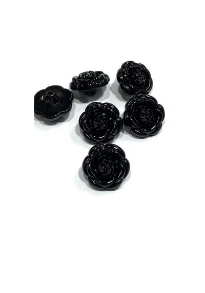 İtalyan Ceket Düğmesi / Gül Model / 6'lı Set / Siyah / 2.2 Cm / İgd1