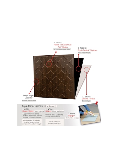 3 Boyutlu Duvar Paneli Kabartmalı Retro Desen Pvc 41x41 Cm/ 6 Adet /1 M² Teak