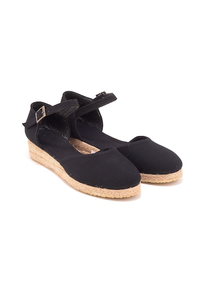Star Tombis Gerçek Elişi Hasır 3cm Topuklu Bantlı Günlük Kız Çocuk Espadril Handmade Siyah