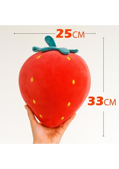 Kirmizi Çilek Figürlü Kırlent - Puffy Yastık / 33cm Çok Renkli
