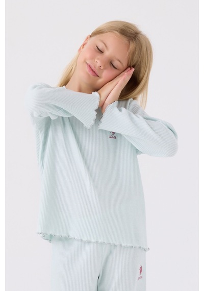 U.s. Polo Assn Kız Çocuk Mavi Pijama Takımı Mavi
