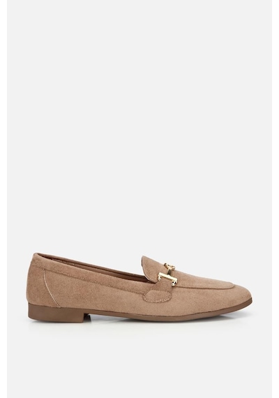 Yaya Kadın Vizon Süet Gold Tokalı Loafer