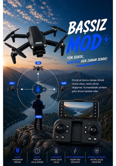 E100 Fırçasız Motor Hd 720p Çift Kameralı 2batarya&25dakika Uçuş Taşıma Çantalı Drone